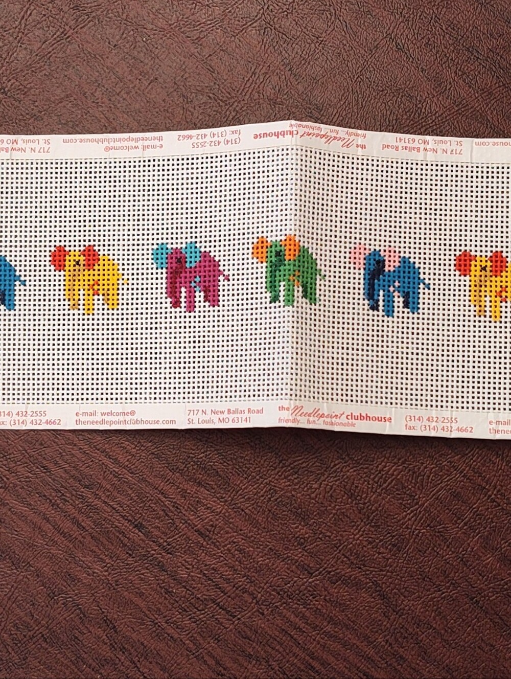 Colorful Elephants Belt Needlepoint Canvas